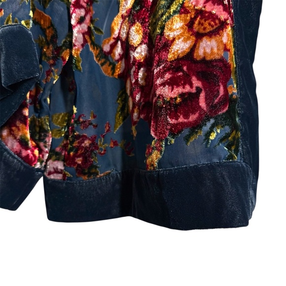 Soft Surroundings Velvet Burnout Kimono Jacket Topper Beaded Large L XL Blue - Picture 3 of 9